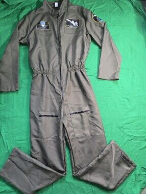 Women Green Military Style Jumpsuit Size Medium